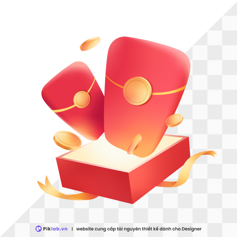 Design resource lucky red envelopes popping out of gift boxes happy new year tet holiday isolated on transparent lì xì đỏ PNG tết